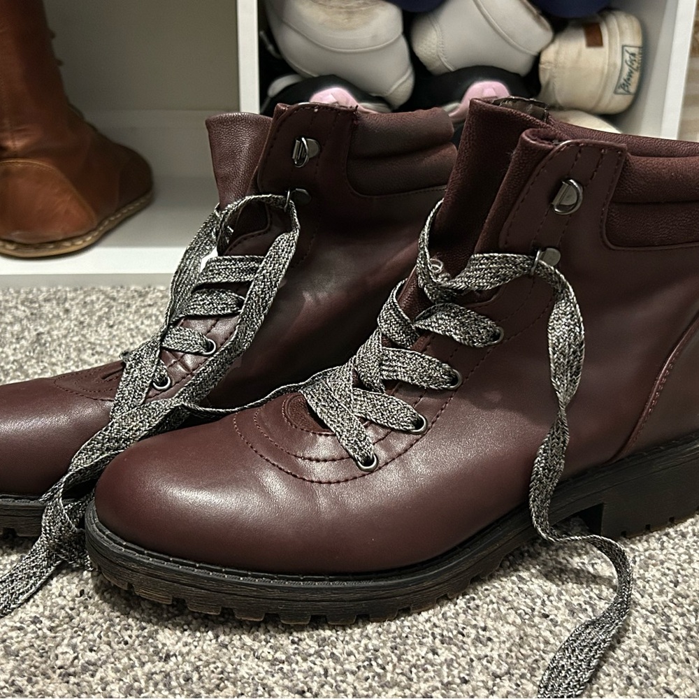 Women’s Burgundy Faux Leather Boots Maurices